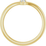 14K Gold Round Natural Diamond Stackable V Ring – 2.5mm Stones - Yellow Gold - view 2