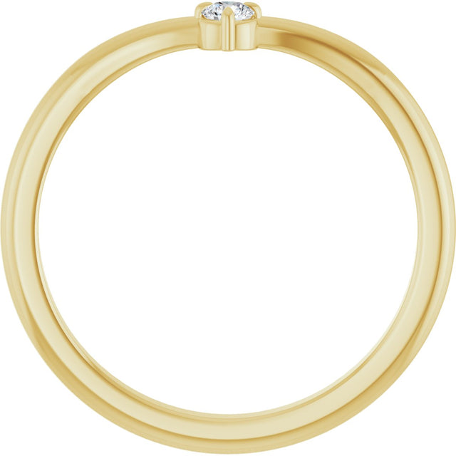 14K Gold Round Natural Diamond Stackable V Ring – 2.5mm Stones - Yellow Gold - view 2