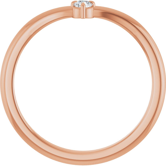14K Gold Round Natural Diamond Stackable V Ring – 2.5mm Stones - Rose Gold - view 2