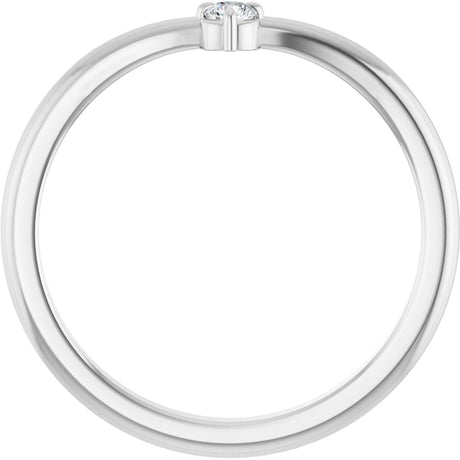 Platinum Round Natural Diamond Stackable V Ring – 2.5mm Stones - view 2
