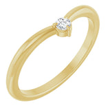 14K Gold Round Natural Diamond Stackable V Ring – 2.5mm Stones - Yellow Gold