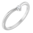 14K Gold Round Natural Diamond Stackable V Ring – 2.5mm Stones - White Gold
