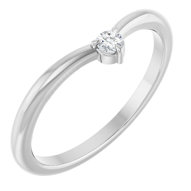 Platinum Round Natural Diamond Stackable V Ring – 2.5mm Stones