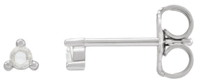 Platinum Natural Diamond Round 3-Prong Rose-Cut Stud Earrings