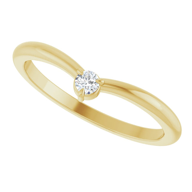 14K Gold Round Natural Diamond Stackable V Ring – 2.5mm Stones - Yellow Gold - view 5
