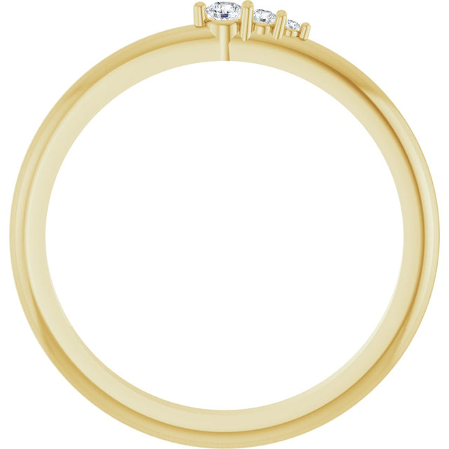 14K Gold Round Natural Diamond Graduated Stackable Ring - Yellow Gold - view 2
