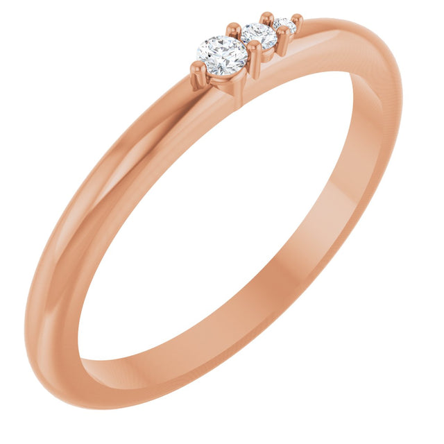 14K Gold Round Natural Diamond Graduated Stackable Ring - Rose Gold