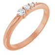 14K Gold Round Natural Diamond Graduated Stackable Ring - Rose Gold