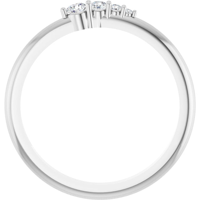 Platinum Round Natural Diamond Graduated Stackable Ring - view 2