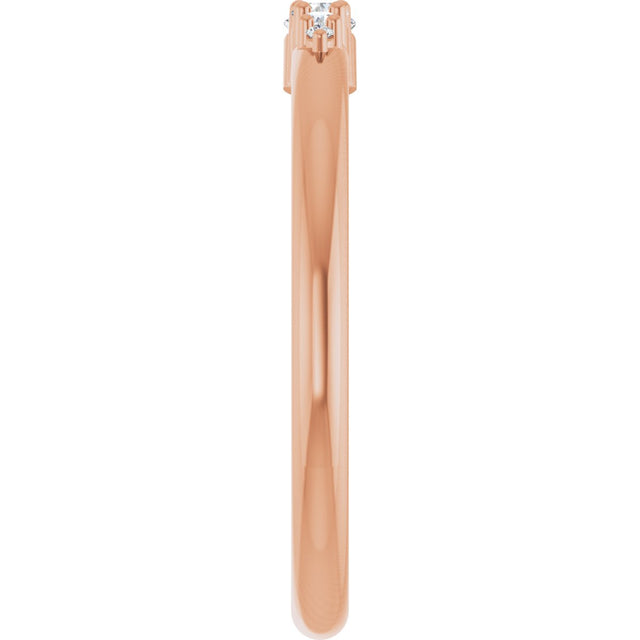 14K Gold Round Natural Diamond Graduated Stackable Ring - Rose Gold - view 5