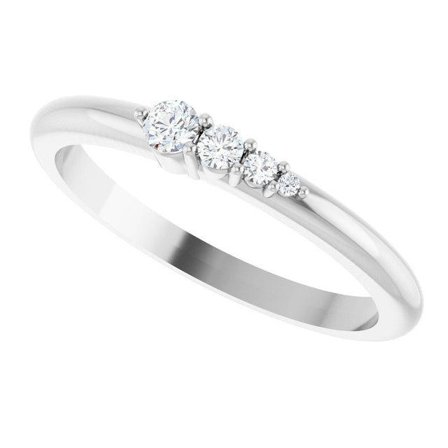 Platinum Round Natural Diamond Graduated Stackable Ring - view 6