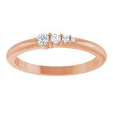 14K Gold Round Natural Diamond Graduated Stackable Ring - Rose Gold - view 3