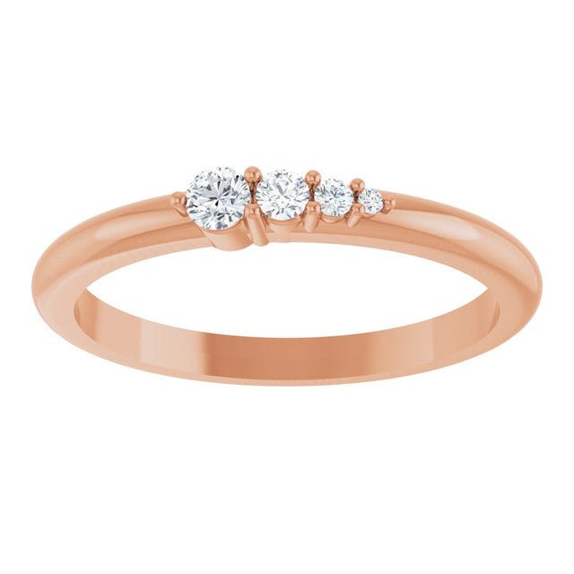 14K Gold Round Natural Diamond Graduated Stackable Ring - Rose Gold - view 3