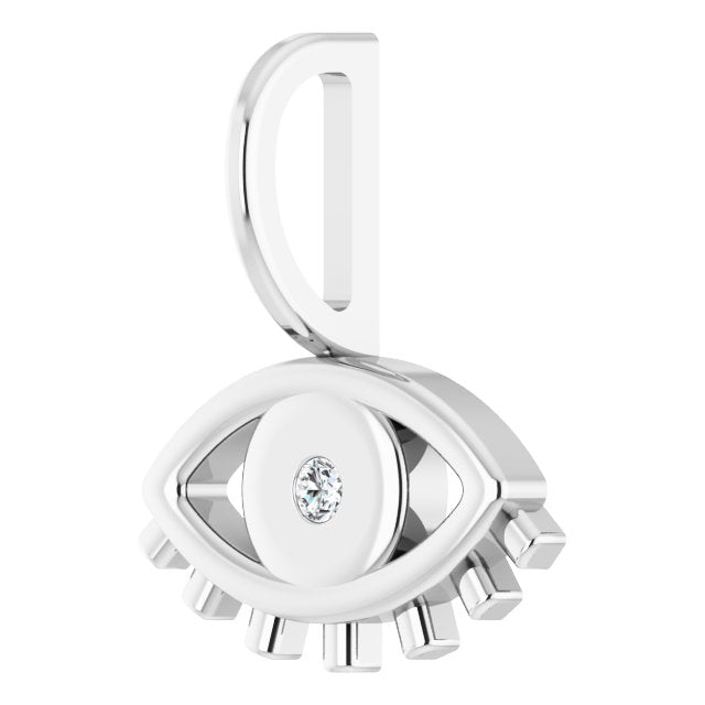Platinum Round Natural Diamond Accented Evil Eye Pendant - view 2