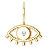 14K Gold Round Natural Diamond Accented Evil Eye Pendant - Yellow Gold