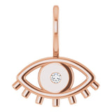 14K Gold Round Natural Diamond Accented Evil Eye Pendant - Rose Gold