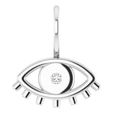 14K Gold Round Natural Diamond Accented Evil Eye Pendant - White Gold