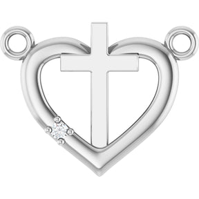 Platinum Round Natural Diamond Heart & Cross Necklace – up to 0.0025 CTW