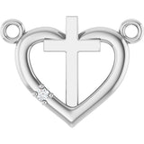 14K Gold Round Natural Diamond Heart & Cross Necklace – up to 0.0025 CTW - White Gold