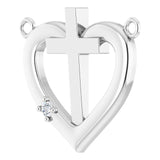 14K Gold Round Natural Diamond Heart & Cross Necklace – up to 0.0025 CTW - White Gold - view 2