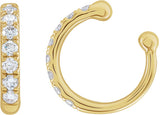 14K Gold Round Natural Diamond Accented Ear Cuff - Yellow Gold