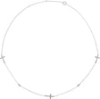 14K Gold Round Natural Diamond Cross Station Necklace II - White Gold