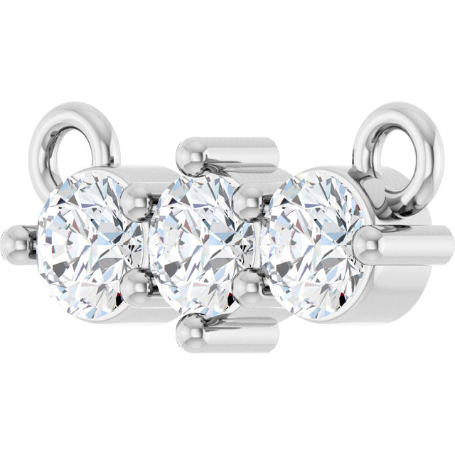 14K Gold Round Lab-Grown Diamond Three-Stone Bar Necklace – 1/5 CTW - White Gold - view 2