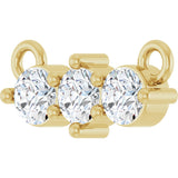 14K Gold Round Lab-Grown Diamond Three-Stone Bar Necklace – 1/5 CTW - Yellow Gold - view 2