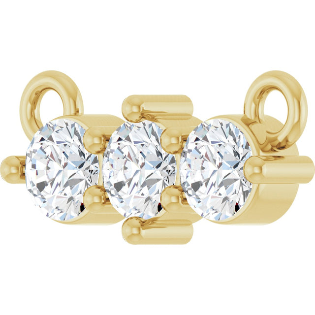 14K Gold Round Lab-Grown Diamond Three-Stone Bar Necklace – 1/5 CTW - Yellow Gold - view 2