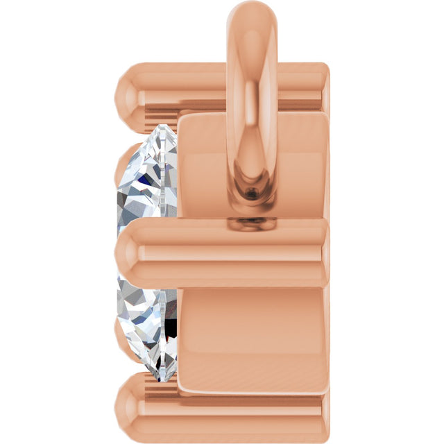 14K Gold Round Lab-Grown Diamond Three-Stone Bar Necklace – 1/5 CTW - Rose Gold - view 3