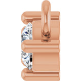 14K Gold Round Natural Diamond Three-Stone Bar Necklace – 1/5 CTW - Rose Gold - view 3