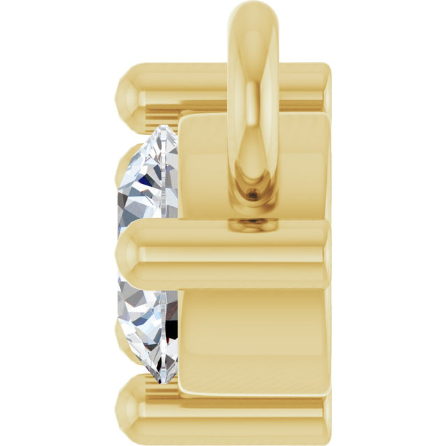 14K Gold Round Natural Diamond Three-Stone Bar Necklace – 1/5 CTW - Yellow Gold - view 3