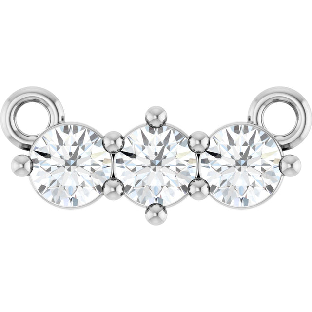 Platinum Round Natural Diamond Three-Stone Bar Necklace – 1/5 CTW