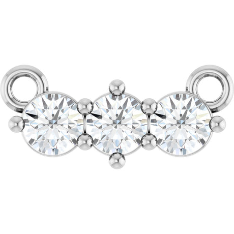 Platinum Round Lab-Grown Diamond Three-Stone Bar Necklace – 1/5 CTW