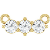 14K Gold Round Lab-Grown Diamond Three-Stone Bar Necklace – 1/5 CTW - Yellow Gold