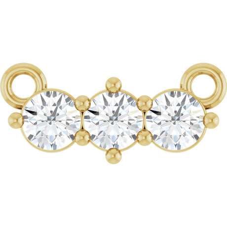 14K Gold Round Lab-Grown Diamond Three-Stone Bar Necklace – 1/5 CTW - Yellow Gold