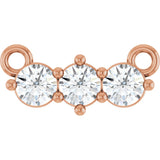 14K Gold Round Lab-Grown Diamond Three-Stone Bar Necklace – 1/5 CTW - Rose Gold