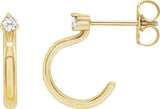 14K Gold Round Natural Diamond Accented Hoop Earrings VIII - Yellow Gold