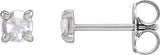 Platinum Natural Diamond Round 4-Prong Claw Rose-Cut Stud Earrings