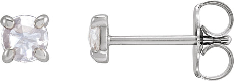 14K Gold Natural Diamond Round 4-Prong Claw Rose-Cut Stud Earrings - White Gold