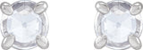 Platinum Natural Diamond Round 4-Prong Claw Rose-Cut Stud Earrings - view 2