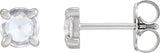 Platinum Natural Diamond Round 4-Prong Claw Rose-Cut Stud Earrings