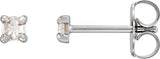 Platinum Natural Diamond Round 4-Prong Claw Rose-Cut Stud Earrings