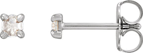 Platinum Natural Diamond Round 4-Prong Claw Rose-Cut Stud Earrings