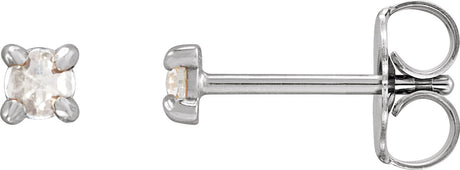14K Gold Natural Diamond Round 4-Prong Claw Rose-Cut Stud Earrings - White Gold