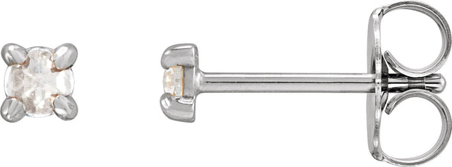 14K Gold Natural Diamond Round 4-Prong Claw Rose-Cut Stud Earrings - White Gold