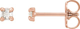 14K Gold Natural Diamond Round 4-Prong Claw Rose-Cut Stud Earrings - Rose Gold