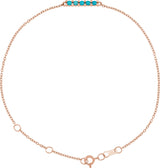 14K Gold Round Natural Turquoise Cabochon Bar Bracelet - Rose Gold