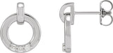 Platinum Round Natural Diamond Accented Circle Earrings – 1.5mm Stones