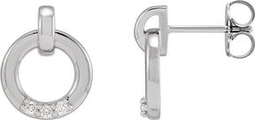 Platinum Round Natural Diamond Accented Circle Earrings – 1.5mm Stones
